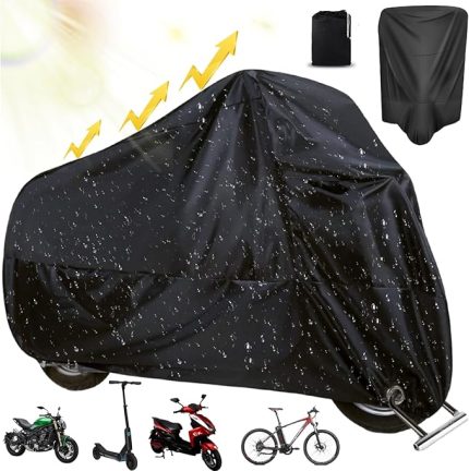 XXL Polyester Motosiklet Örtüsü, 245 x 105 x 125 cm Motosiklet Örtüsü, Taşıma Çantalı Motosiklet Örtüsü, Su Geçirmez ve UV Dayanıklı Dış Mekan Motosiklet Örtüsü