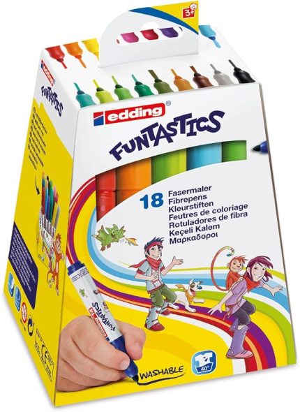 14 FUNTASTICS çocuklar için kalın uçlu keçeli kalem 18'li set - 2-3 mm yuvarlak uç