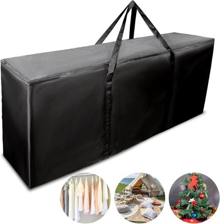 Bahçe Saklama Çantası Mobilya Koltuk Dış Mekan Minderleri Fermuarlı ve Kulplu Saklama Çantası, Ağır Hizmet Yırtılmaya Dayanıklı 420D Oxford Kumaş Su Geçirmez Çanta Yastıklar için, Anti-UV,