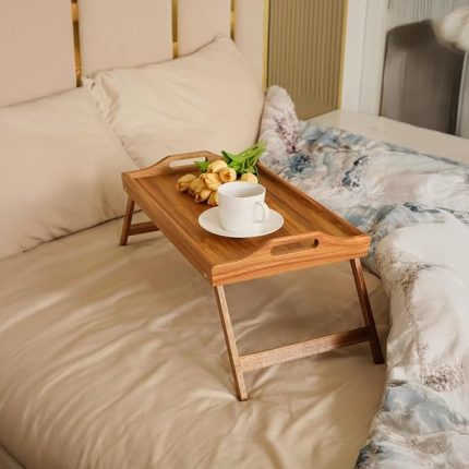 Katlanır Ayaklı Akasya Ağacından Yatak Keyif Servis Tepsisi, Ahşap Yatak Tepsisi - Rahatlık ve Şıklık: Katlanır Ayaklı Akasya Ağacından Yatak Keyif Servis Tepsisi - Yatak Tepsisi (50*30*21cm)