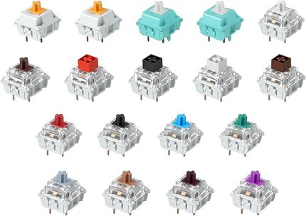 Gaming 18 x klavye anahtarı deneme paketi – 6 x Gateron | 8 x Kailh | 4 x Glorious şalter, 4 çeşit O halka amortisör (toplam 20 O halkası), tüm GMMK/MX klavyeler için uygundur…