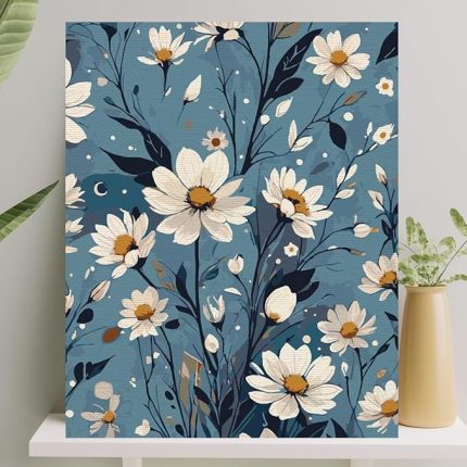 Hobi Sanat Sayılarla Boyama Tuval Seti Fırça Boya Dahil (Çıtalı) 40x50 CM - Papatya