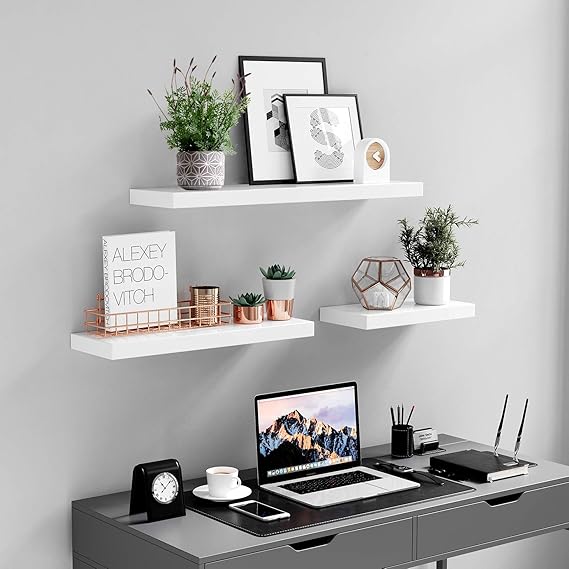 Yüzer Raf, FotoğRaflar için Duvar Rafı, 60 cm, Dekorasyon, Oturma Odası, Mutfak, Koridor, Yatak Odası, Banyo, Beyaz LWS26WT - Görsel 4