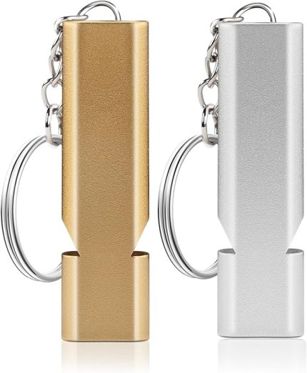 Düdük, 2 Adet Hakem Düdüğü, Dağ Acil Düdük, Metal Düdük, Antrenmanlar için Uygun Futbol Kürek Okulu Spor Kamp Yürüyüş (Gümüş/Altın)