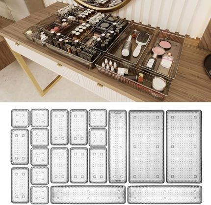 Home 20 Parça Modüler Dolap Düzenleyici - Saklama Kutusu Çekmece İçi Organizer Siyah