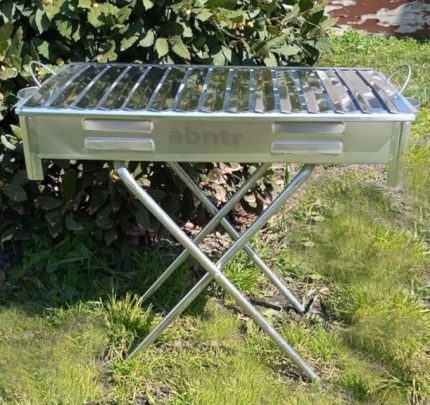Büyük Mangal 50cm Kebapçı Tipi Geniş Oluklu Paslanmaz Galvaniz Gövde Krom Köfteci Izgarası