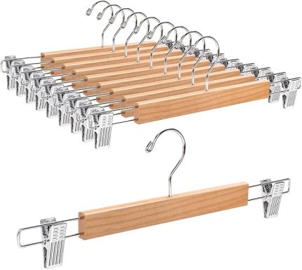 Home 10 adet 36 cm ahşap elbise askısı, pantolon için, doğal
