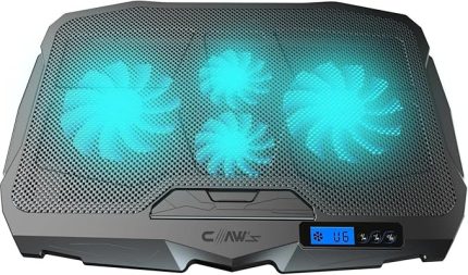 Tornado 4x Turbo LED Fan - Ayarlabilir Fan Hızı & 6 Farklı Stand Yükseklik Kademesi - 2 USB Portlu - Metal Mesh Zemin - LCD Ekranlı Notebook Soğutucu - Siyah (9"-17" Boyut Destekli)