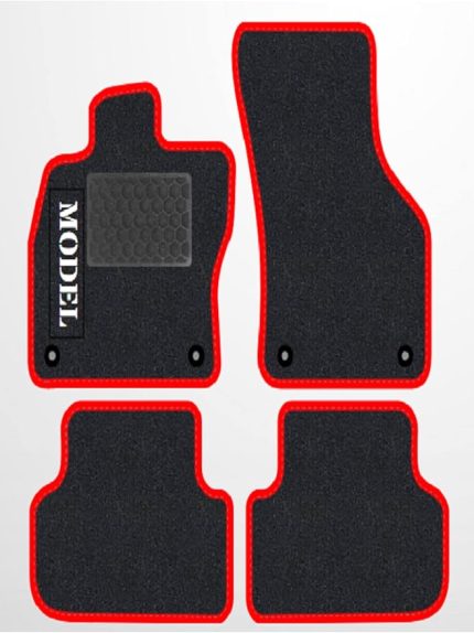 OTO PASPAS tmpo308 2002-2009Siyah Halı Kırmızı Kenar Gri Dikiş Petek Topuk WOLKWAGEN POLO 9N ile uyumlu