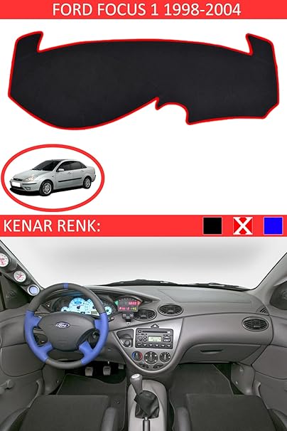 Koruma Halısı Siyah Kenar Renk Kırmızı Ford Focus 1 1998-2004 ile uyumlu - Görsel 2