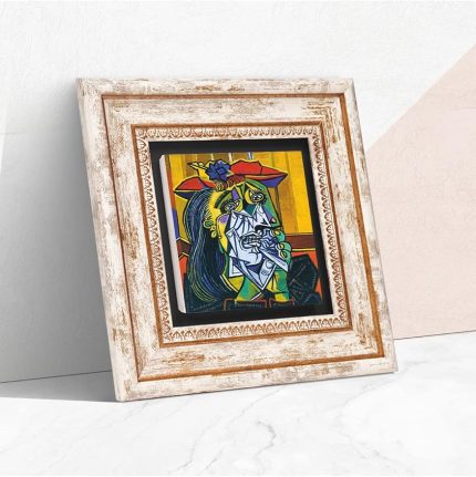 Stone Picasso Ağlayan Kadın Taş Duvar Tablosu - Çerçeveli Taş Tablo - Dekoratif Duvar Sanatı - Modern Ev ve Ofis Duvar Dekoru T1-304