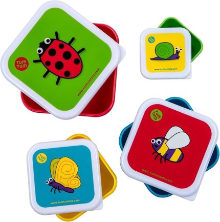 TUM Çocuklar için Yuvalama Aperatif Saksıları, Çocuklar için Atıştırmalık Kutuları, Çocuk Snack Kutusu Seti, BPA İçermez - Böcekler