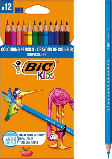 Kids Tropicolors Kuru Boya Kalemi 12 Renk, Kıymık Oluşturmaz, Ağaç Kesilmeden Üretilmiştir, Çiğnemeye Dayanıklı