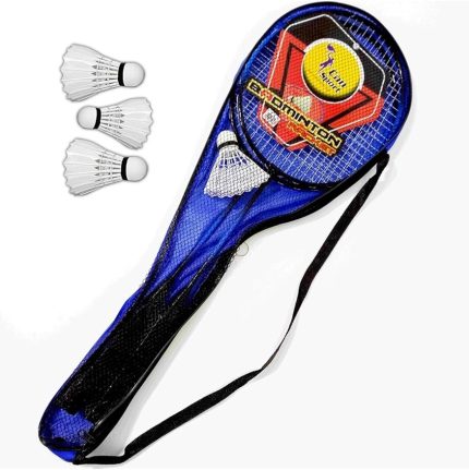 Çantalı Bedminton Seti 2 Raket 3 Top Badminton Seti Mavi Renk Renkli