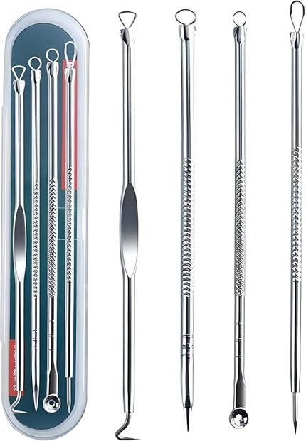 4'lü Siyah Nokta & Akne Temizleme Seti – Paslanmaz Komedon İğneleri, Sivilce Giderici Cilt Temizleme Araçları