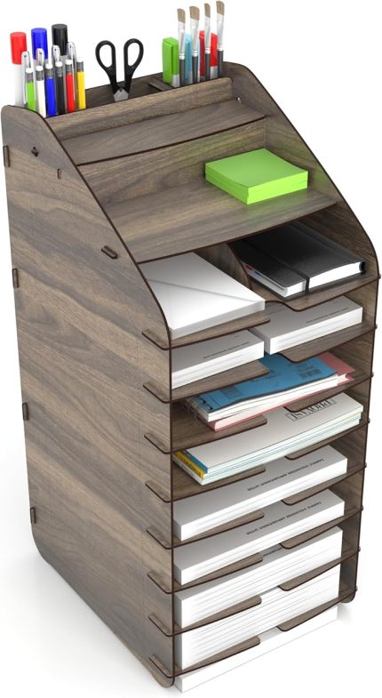 Tower Ofis Masaüstü Organizer 10 Kat Letter A4 Evrak Rafı (Ceviz)