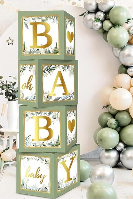 Parça Baby Yazılı Şeffaf Kutu ve Balon Seti (Adaçayı)