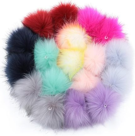 18 adet suni kürk ponpon, 10 cm tilki kürkü, kabarık ponpon topu, suni kürk ponpon ponpon, kendin yap şapkalar, çantalar, şallar, ayakkabılar, anahtarlıklar, el işleri için