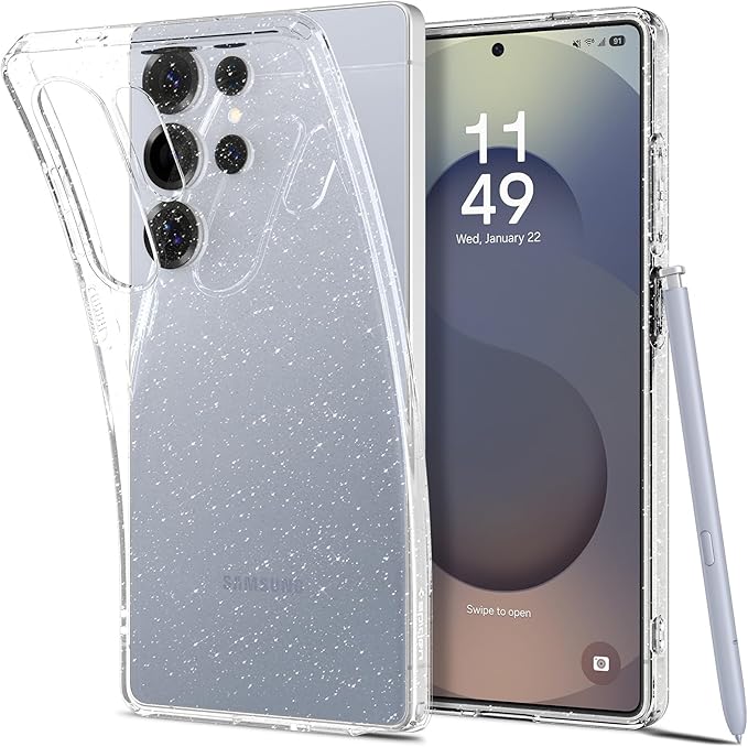 Galaxy S25 Ultra ile Uyumlu Kılıf Liquid Crystal Glitter Sararmaya Dayanıklı ince Simli Kuvars Şeffaf Kapak - ACS08950 (Spigen TR Garantili)