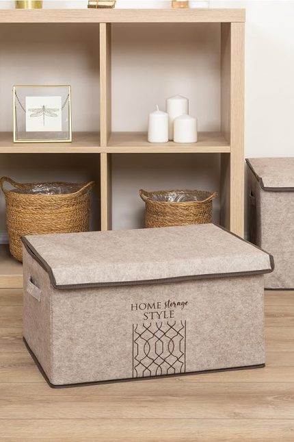 Çok Amaçlı Kapaklı Düzenleyici Kutu 47 x 37 x 24 Cm (Maxi, Bej)