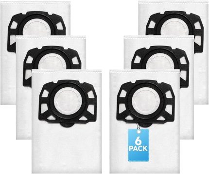 6 Adet KFI 357 Elektrikli Süpürge Torbası Kärcher WD 2 Plus/WD 3/KWD 1/KWD 2/KWD 3/MV 3/WD3.200-WD3.800M/SE 4001/SE 4002 Elektrikli Süpürge, Plastik Kapaklı Islak/Kuru Elektrikli Süpürge için