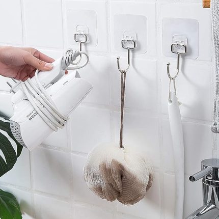 Banyo Için Krom Güçlü Yapışkan Kancalar,Yapışkanlı Askılar,Mutfak,Ev Ofis Için Duvar Askıları 3 Adet