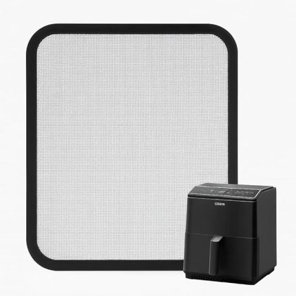 için sıçrama koruması 22 x 21,5 cm - Cosori Dual Blaze 6,4 L ile uyumlu / Cosori Turboblaze ile uyumlu - silikon kenarlı ve kapsüllü mıknatıslı paslanmaz çelik filtre - Airfryer aksesuarı