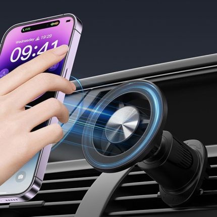 Otomobil Cep Telefonu Tutucu, Titreşim Önleyici Mag-Safe Araç Tutucu, iPhone 14/13/12 Serisi ve Tüm Akıllı Telefonlar için, Araç Tutucu, 360° Dönebilir, Mıknatıslı Cep Telefonu Tutucu, Araç