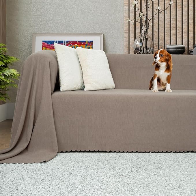 Örtüsü Şönil Kaymaz Çift Taraflı Çekyat Örtüsü Koltuk Şalı 175x300 - KAPUÇİNO