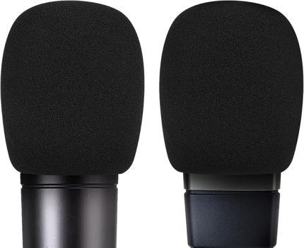 AKG P120, P220, P420, P420, P820, C3000, C414 XLS, C414 XLII Mikrofon Antipop Köpük Kapak, Sünger Köpük Filtresi, Mikrofon Rüzgar Kapağı (Siyah) 2'li Paket ile Uyumlu Mikrofon Köpüğü Ön Cam