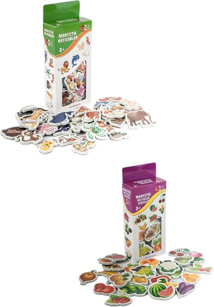 Mıknatıslı 30 Parça Hayvanlar ve 26 Parça Sebze Meyveler Eğitici Set Magnet