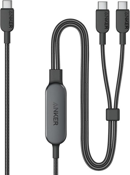 2-in-1 USB-C to USB-C 140 W Kablo A8895, Siyah