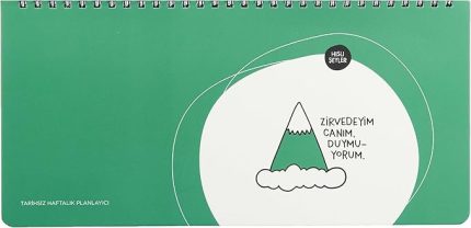 Color Hisli Şeyler 13x27 Spiralli, Stickerlı Haftalık Planner - Zirvedeyim Canım Duymuyorum, Yeşil