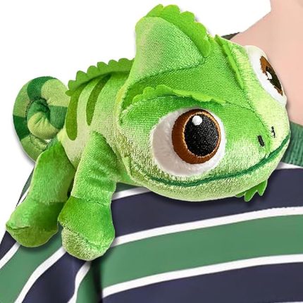 Bukalemun pelüş hayvan, Rapunzel kostümü için renkli pelüş hayvan, bayan, sevimli tasarım, omuz çantası, dekorasyon, Pascal Rapunzel için ideal, oyun ve dekorasyon için hediye