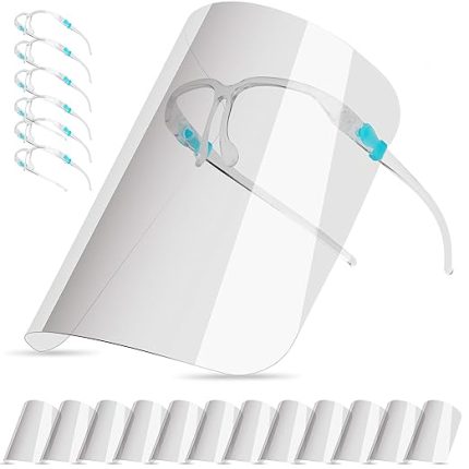 koruyucu vizör yetişkinlere ve çocuklara uyar, face_shield_face kalkanı temizlenebilir, değiştirilebilir ve yeniden kullanılabilir (12 vizörlü) (a)