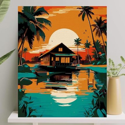 Hobi Sanat Sayılarla Boyama Tuval Seti Fırça Boya Dahil (Çıtalı) 40x50 CM -