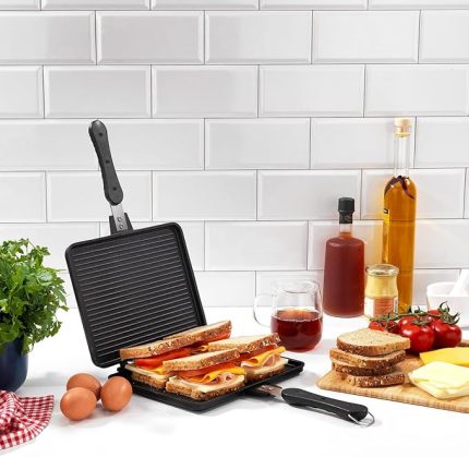 Tastemake Döküm Ocak Üstü Tost Izgara 20x26 Cm-2 Parça