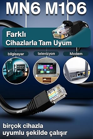 M106 internet kablosu 30 metre/Cat6 İki Kat Korumalı-UTP 0,50mm/30 Metre internet bağlantı kablosu/iç Dış Mekan/ISO 9001 Ve 2012 Certified High Pro Cable (30 Metre) (Ölçü, Metre, 30) - Görsel 5