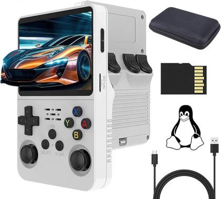Retro taşınabilir oyun konsolu, çantalı, 128 GB TF kartı, 17.000'den fazla oyun, açık kaynak Linux sistemi, 3,5 inç Mipi ekran, taşınabilir video oynatıcı
