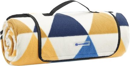 Piknik örtüsü, 300 x 200 cm, büyük, kamp örtüsü, park, bahçe, plaj için, su geçirmez, makinede yıkanabilir, katlanabilir, sarı ve mavi üçgenler GCM073Q01