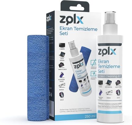 Ekran Temizleme Seti 250ML + Temizleme Bezi Lcd, Led, Ekran, Laptop, Tablet, Bilgisayar, Televizyon, Cep Telefonu, Gözlük, Kamera, Koruyucu Ve Parlatıcı Doğal Temizleme