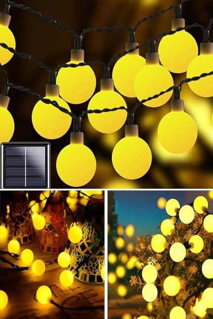 home 50 Led 7 Metre Sarı Opak Solar Led Işık Güneş Enerjili Bahçe Teras Balkon Ağaç Lambası Aydınlatması