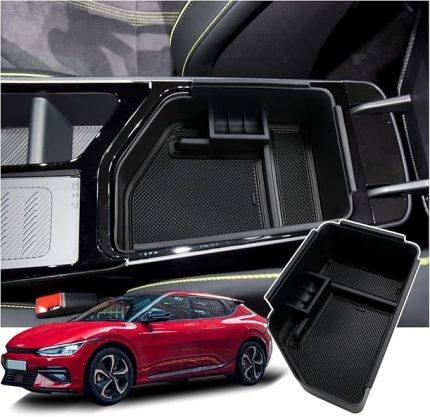 Kia EV6 2021-2023 2024 ile uyumlu orta konsol saklama kutusu, EV6 kolçak düzenleyici tepsi orta kol dayanağı torpido gözü orta konsol düzenleyici EV6 aksesuar orta konsol raf