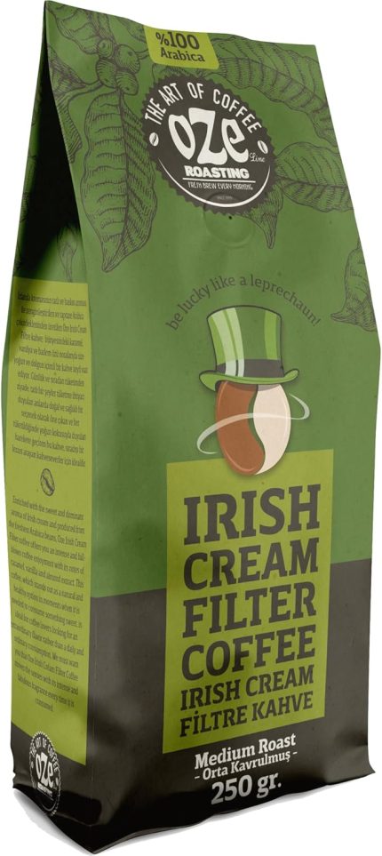 Irish Cream Aromalı Filtre Kahve 250 g – Irish Coffee Filtre Kahve, French Press İçin Uygun, Yoğun Kremalı Aroma, Oze Kahve