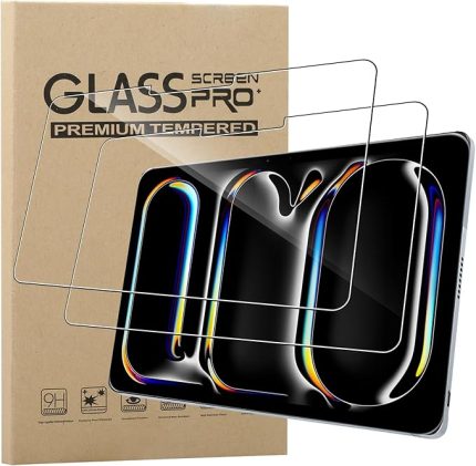 koruyucu iPad Pro 13 inç M4 (2024), 2 paket HD şeffaf çizilmeye dayanıklı temperli cam [9H sertlik] dokunmaya duyarlı anti-parmak izi anti-yağ koruyucu ekran koruyucu film