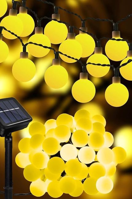 home Solar String Dış Mekan 50 Led 7 Metre Güneş Işığı Dış Mekan Su Geçirmez Kristal Küre Işıklar 8 Aydınlatma Modu, Dış Bahçe Avlu Ev Partisi Dekoru için Güneş Enerjili Veranda Işıkları