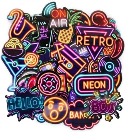 Sticker Seti, Laptop ve Kask Çıkartması, Ajanda, Bullet Journal, Retro ve Vintage Temalı Notebook Kaplama