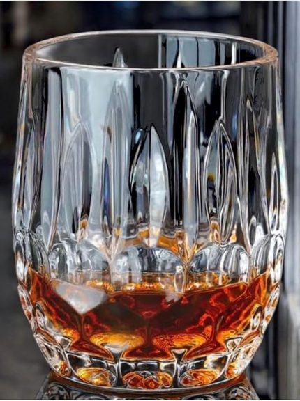 4 Adet İskandinav Modeli Kristal Kesim Cam Bardak Viski, Konyak, Meşrubat Bardağı İçin Kurşunsuz,Şeffaf