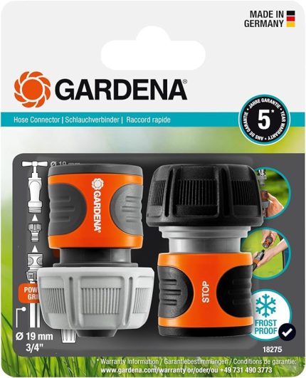 Hortum bağlantı seti 19 mm (3/4 inç): Hortum başlangıcı ve ucu için, bağlantı tüm orijinal Gardena sistem parçaları için uygundur, UV ve dona karşı dayanıklı (18275-20)