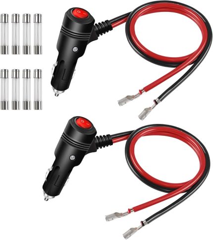 Anahtarlı çakmak fişi, 12 V yedek araç çakmağı, 15 A sigortalı, 16AWG ağır hizmet kablosu, motosiklet, otomobil, traktör için (2'li paket/0,6 m)